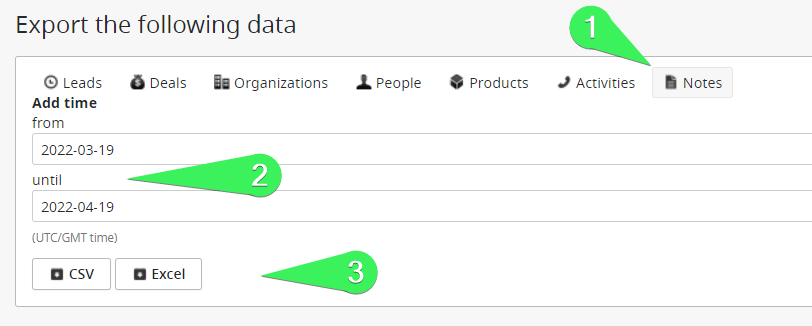 2 export notes pipedrive