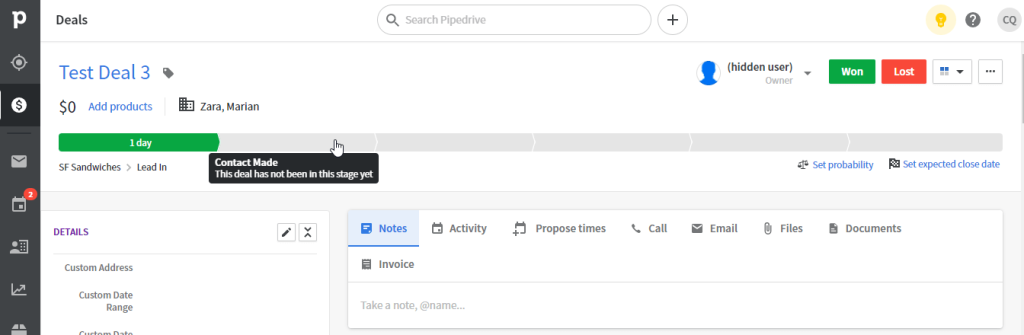 4.1 select deal stage pipedrive