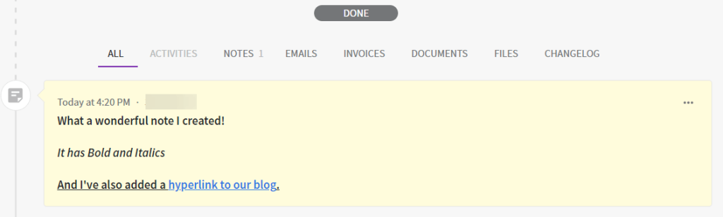 5 pipedrive note example