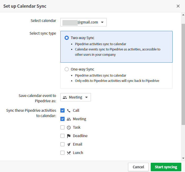 8 calendar sync