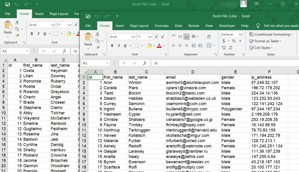 1.1 two excel files