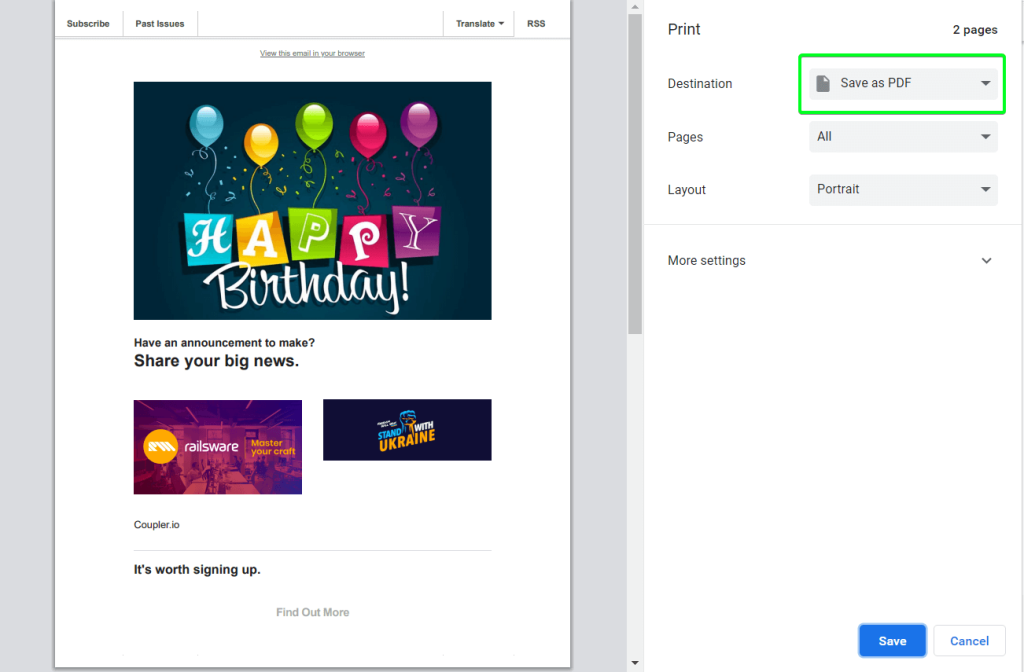 1.7 mailchimp campaign save pdf