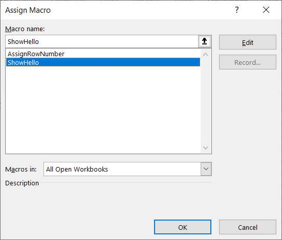 11 The Assign Macro dialog box