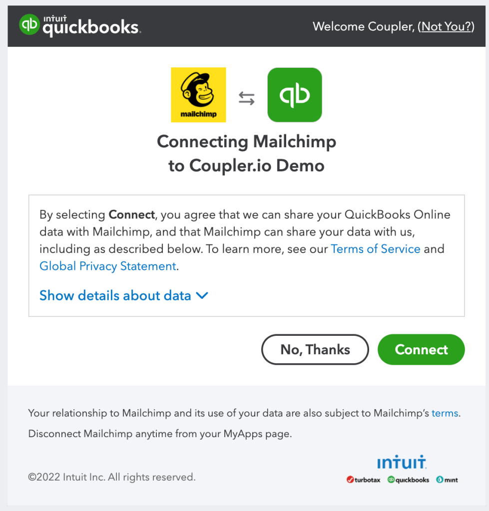 11. Connect Mailchimp to Quickbooks Online