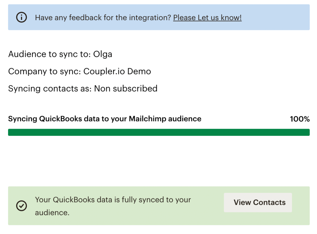 12. Mailchimp import contacts progress bar