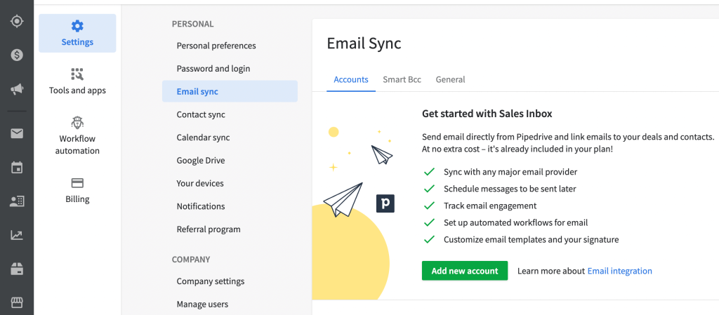 13 email sync add new account