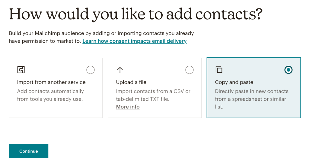 14. Mailchimp import contacts manually