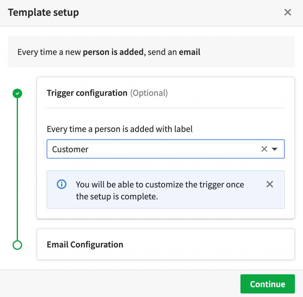 19 template setup trigger configuration