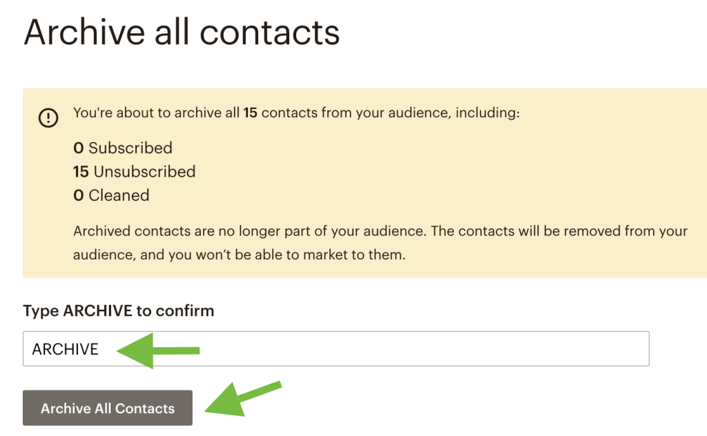 2. Mailchimp archive list confirm