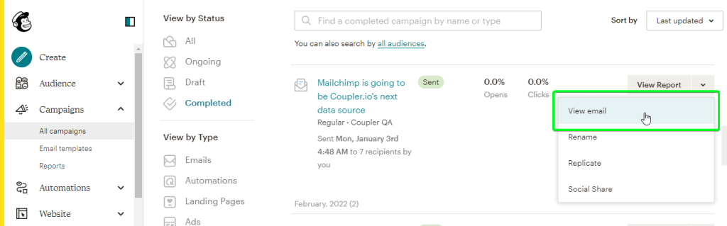 2.1 export mailchimp campaign pdf