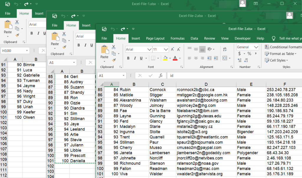 2.1 open three excel files
