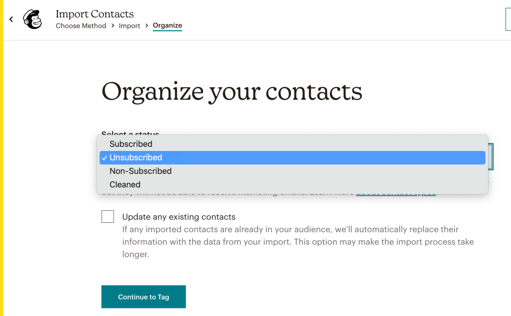 20. Mailchimp import suppression list