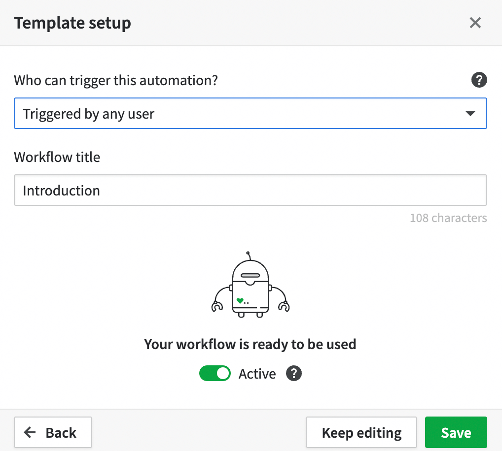 21 template setup workflow title