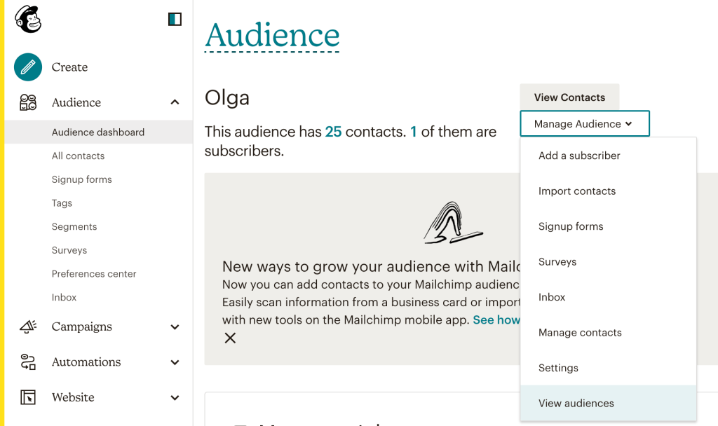 21. Create multiple Mailchimp lists