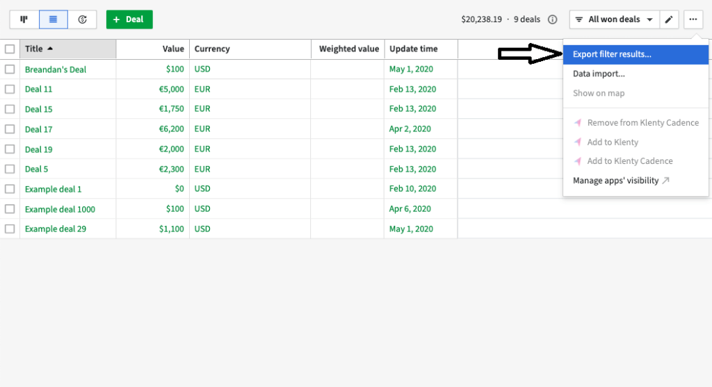 3 Exporting filter results