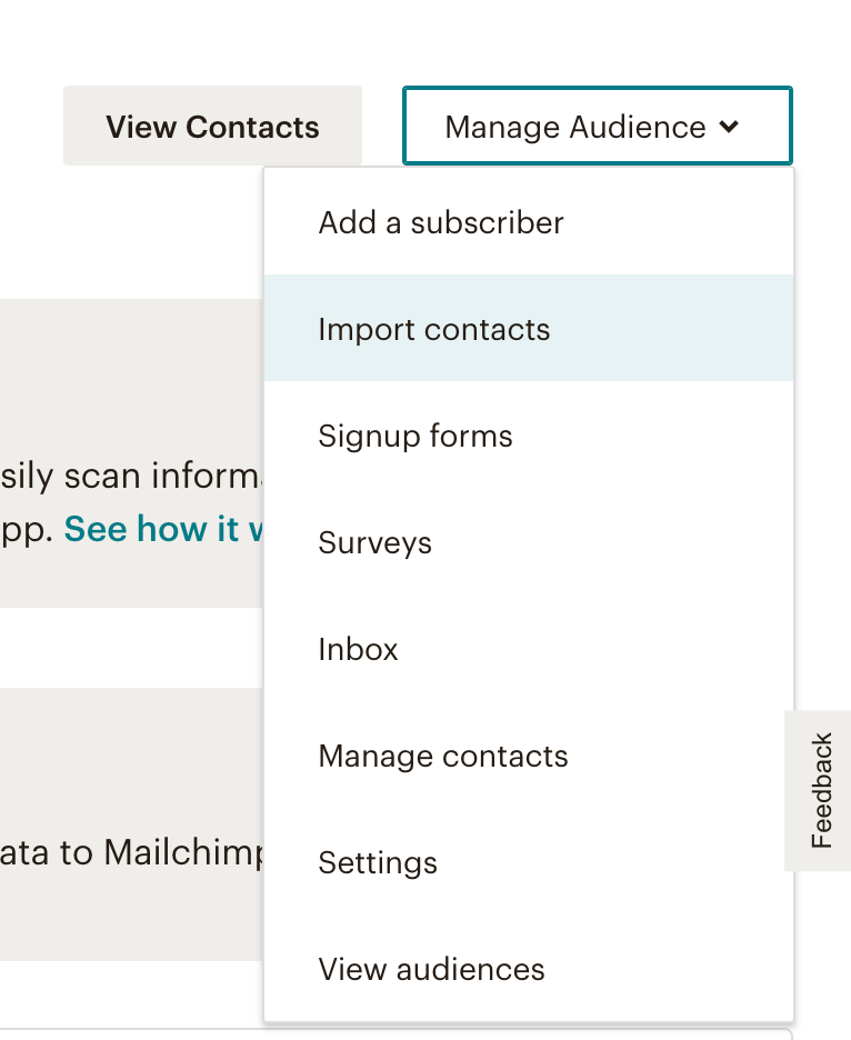 3. Mailchimp import contacts from CSV 1