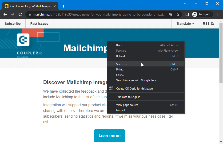 3.1 export mailchimp campaign html