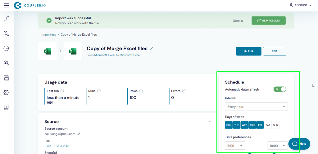 3.9 automatically merge excel files online