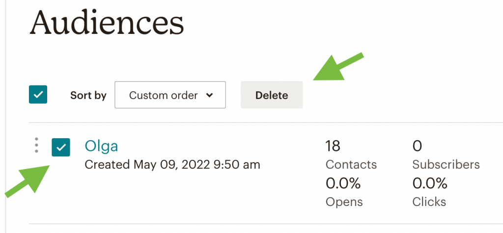 33. Mailchimp delete list