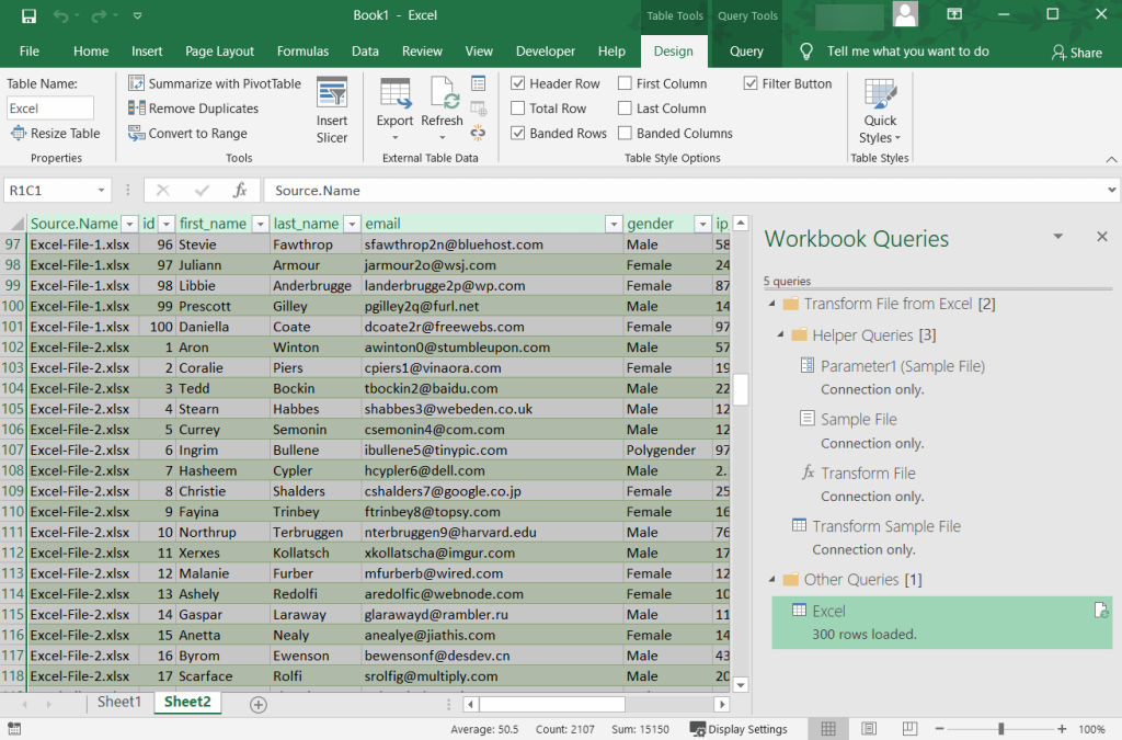 4.5 merge excel files power query results