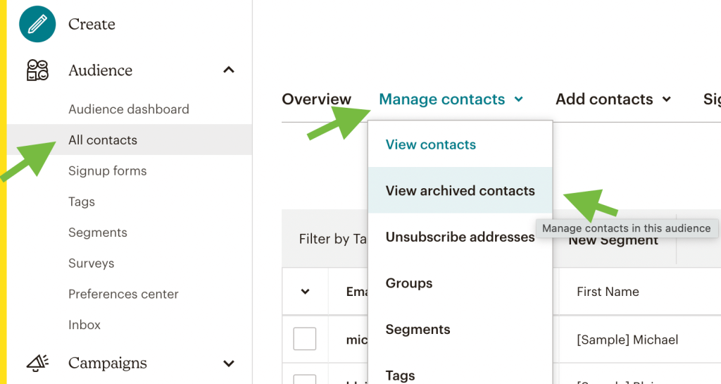 40. View archived contacts