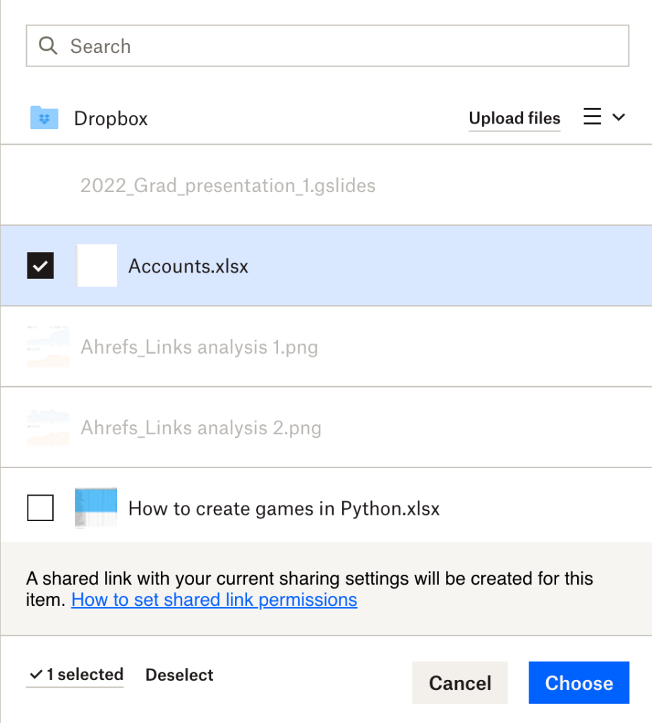 5. Choose source file