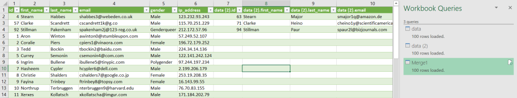 5.7 merge excel files power query merged queries