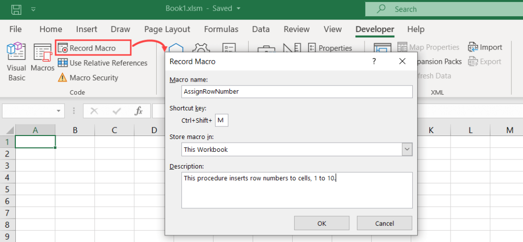 8 The Record Macro dialog box