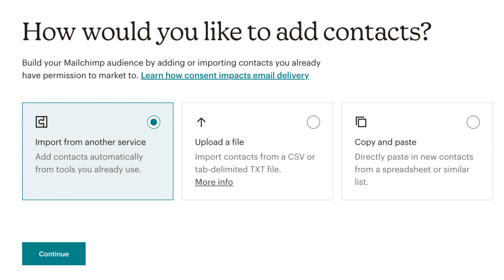 8. Mailchimp import contacts from another service