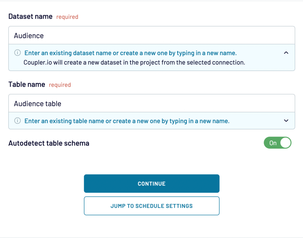 11 dataset table