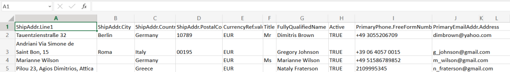11 sample export