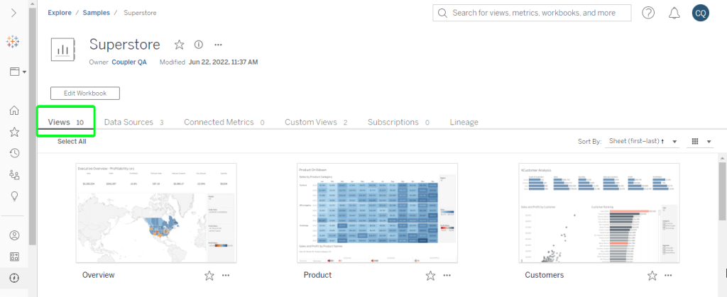 2 select dashboard tableau server