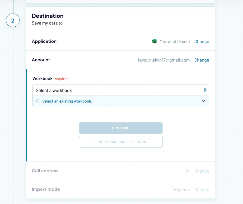 6 destination setting
