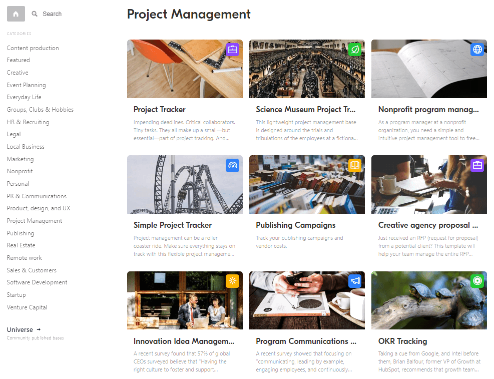 Figure 2.1. Airtable project management templates