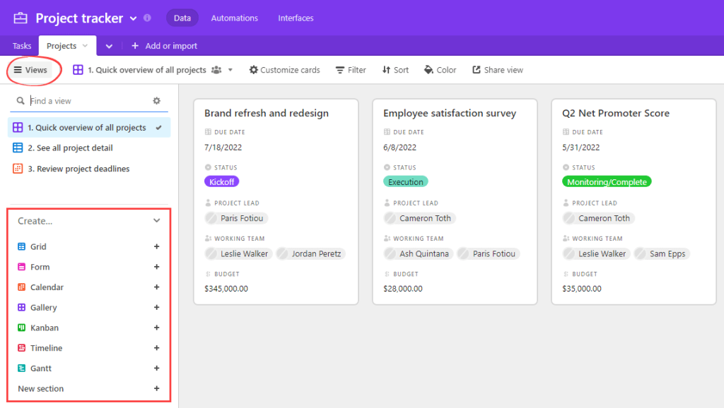Figure 4.2.1. Creating a view