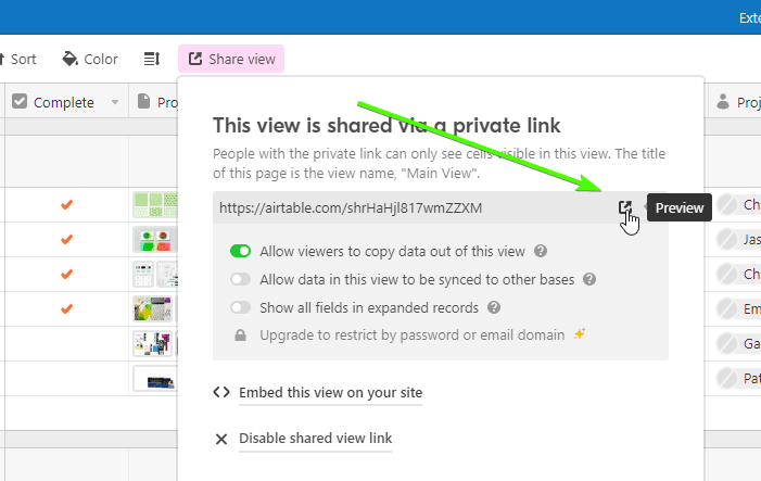 airtable preview button