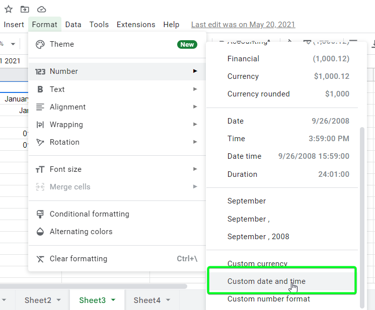 custom date time format