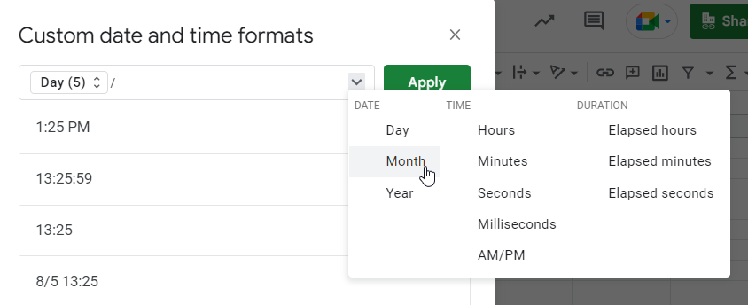 enter custom date fromat