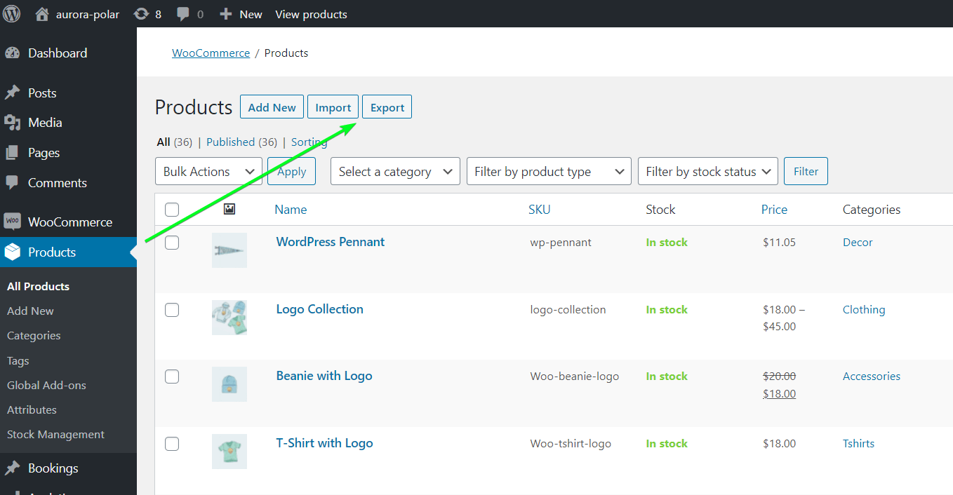 1.1 exportar productos woocommerce
