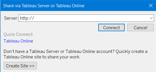 1.1 tableau desktop connect server online