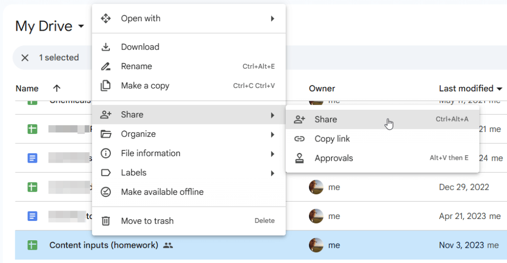 1.1.share spreadsheet from gdrive