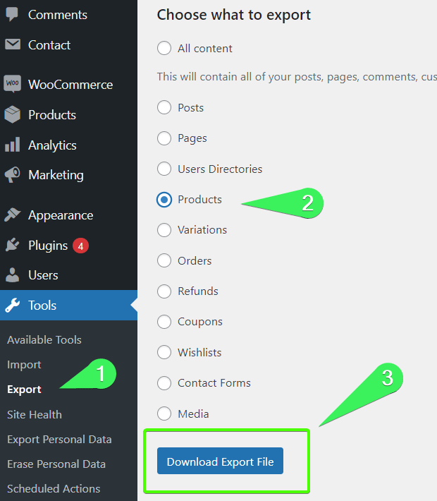1.4 exportar productos woocommerce xml