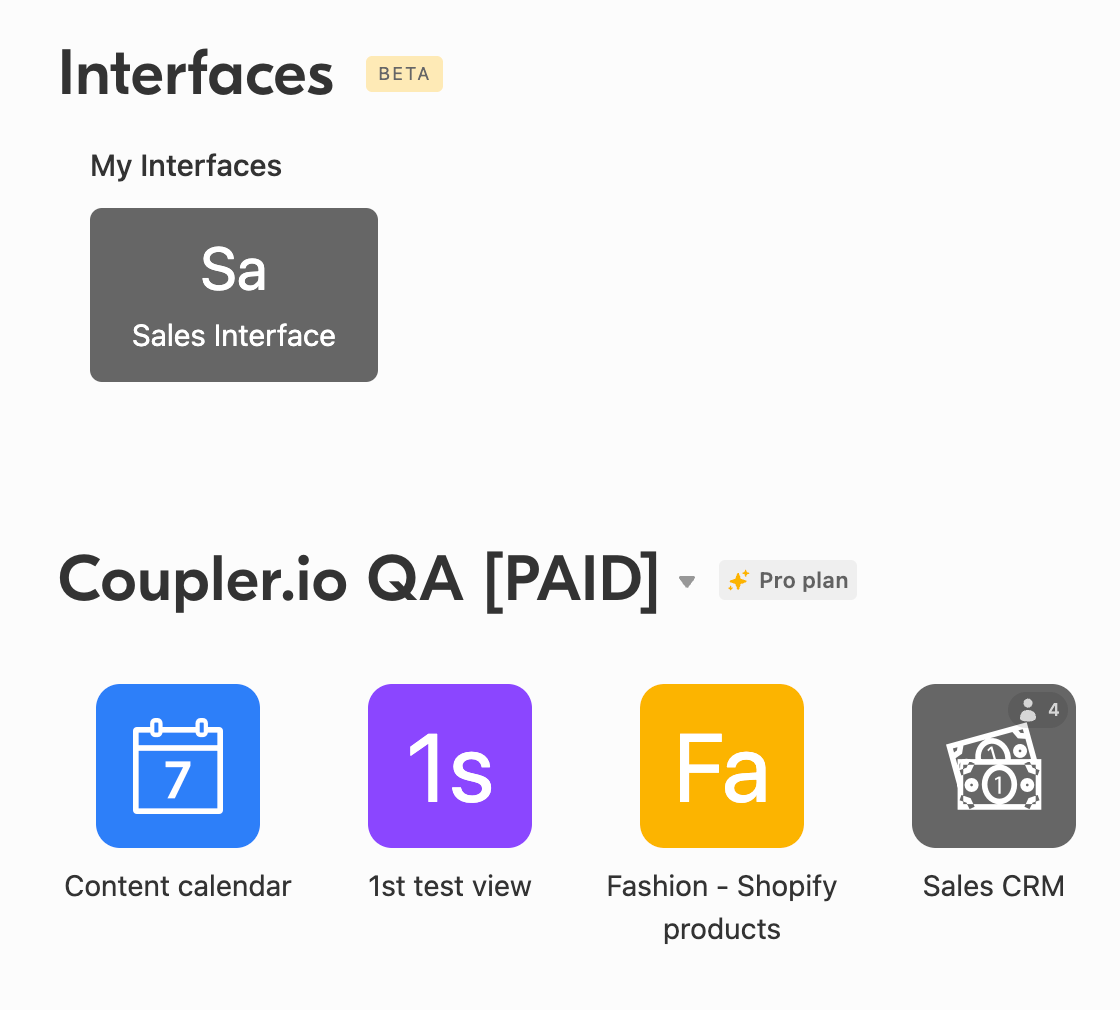 lista de interfaces