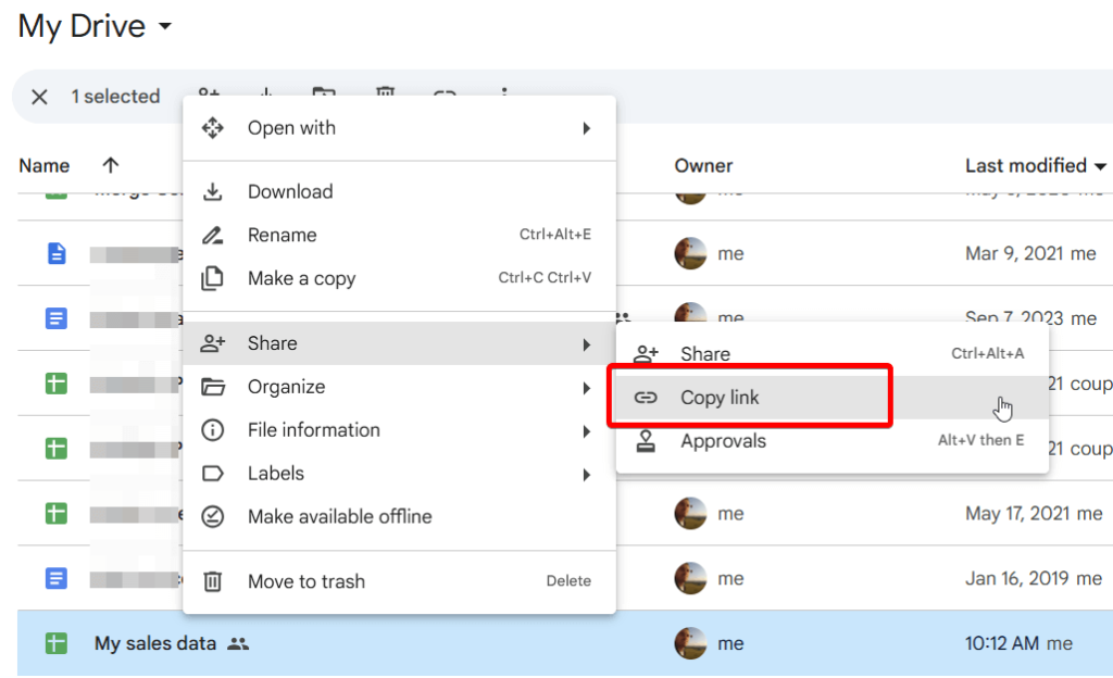2.1 get shareable link
