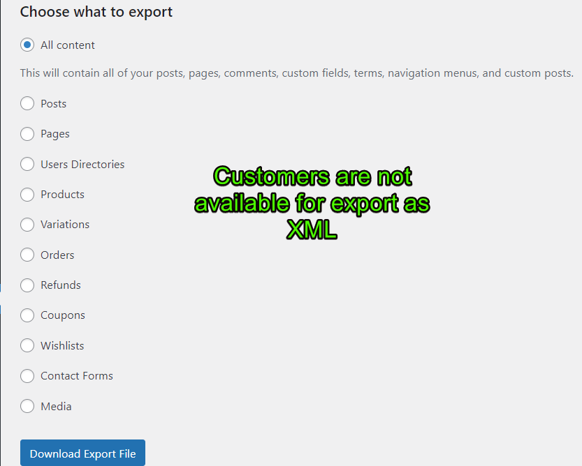 2.1 woocommerce clientes exportar xml
