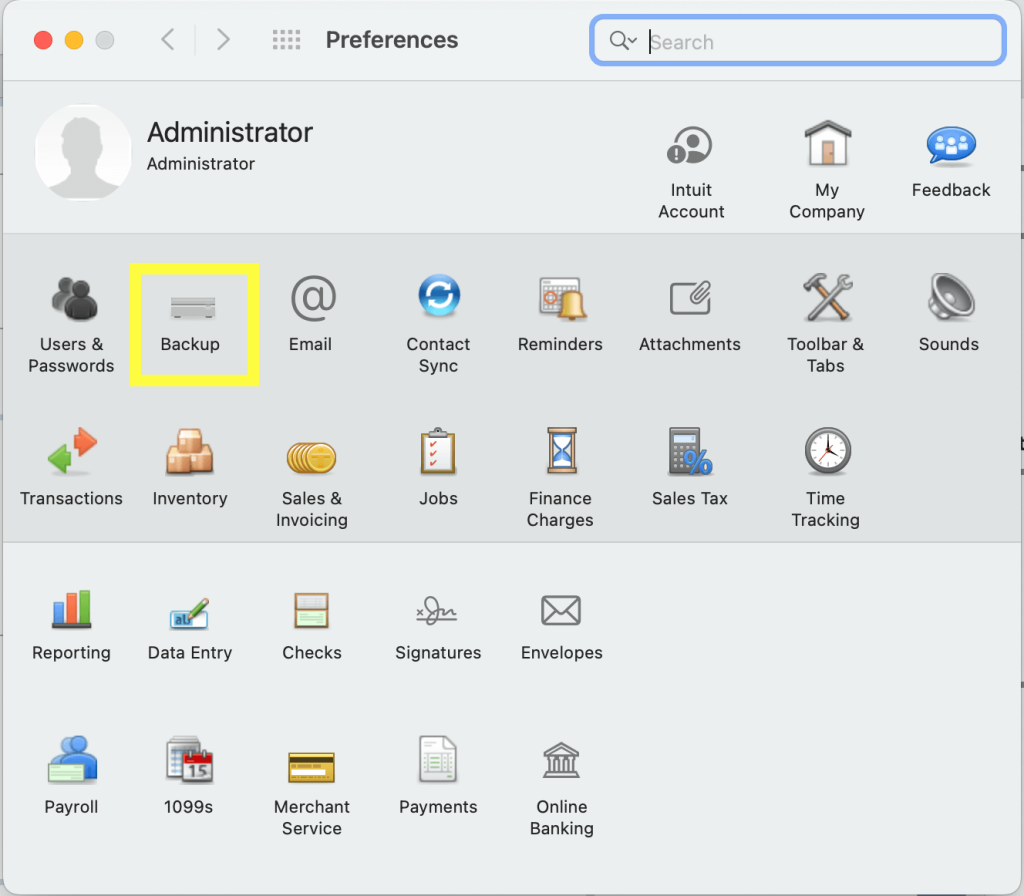 3. QuickBooks Desktop backup select backup