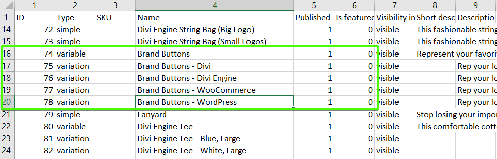 5.2 woocommerce exportar productos variaciones