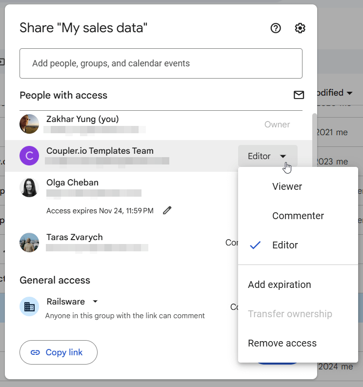 5.2. amend sharing settings
