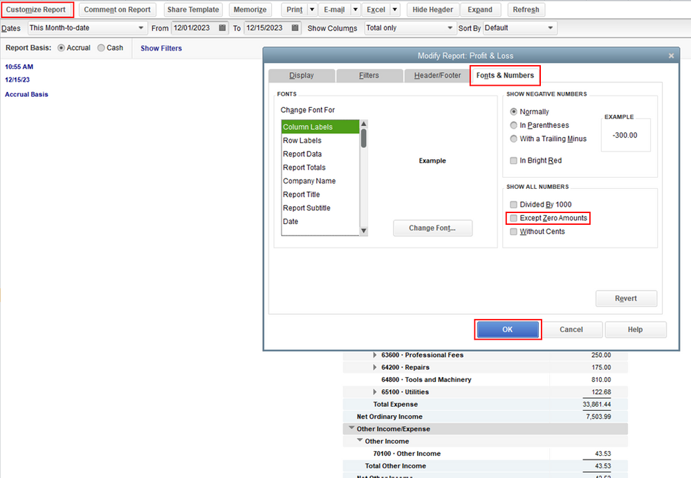 7 QuickBooks desktop exported report to Excel missing lines