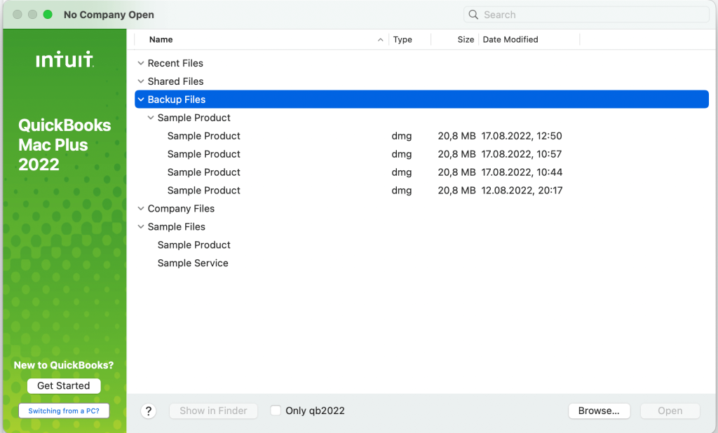 7. restore QuickBooks backup from a local file